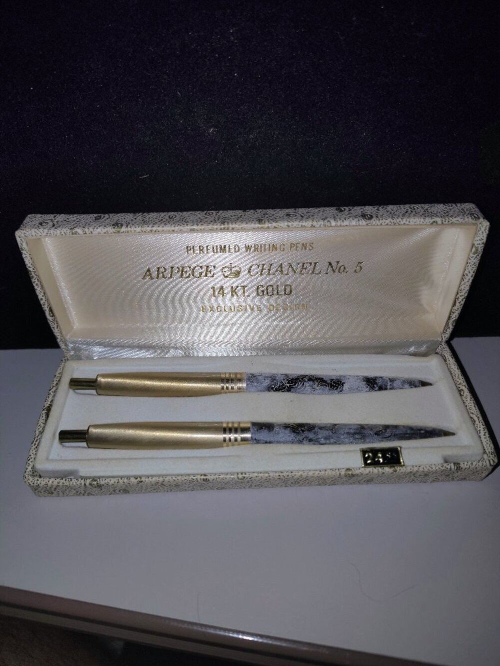 Vintage Arpège & Chanel No. 5 Perfumed Writing Pens Set w/ Original Box